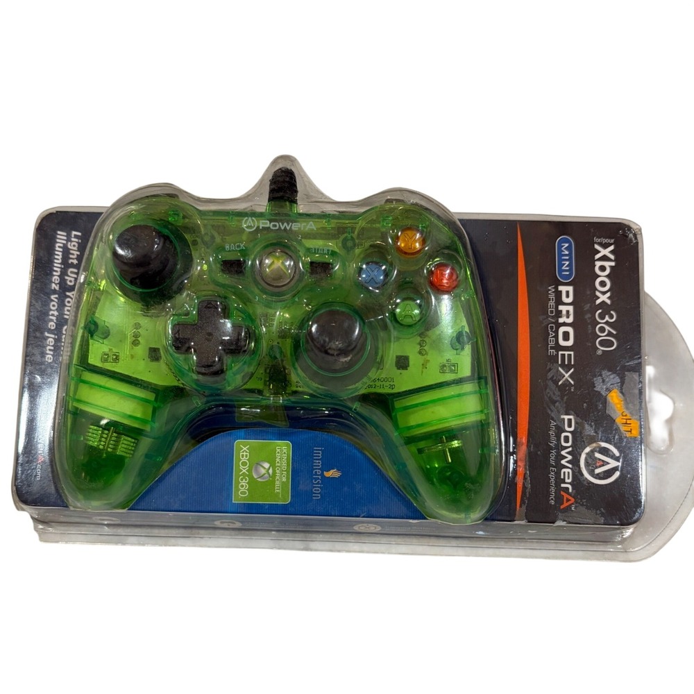 PowerA Mini Pro EX Xbox 360 Wired Controller Translucent Green Glow NEW *RARE*